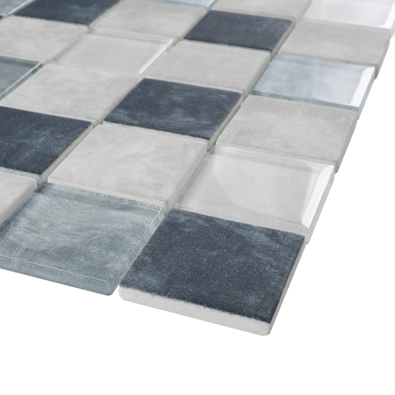 REGL-01  Stormy-Blue&Ivory Glass And Recycled Glass Mosaic Tile