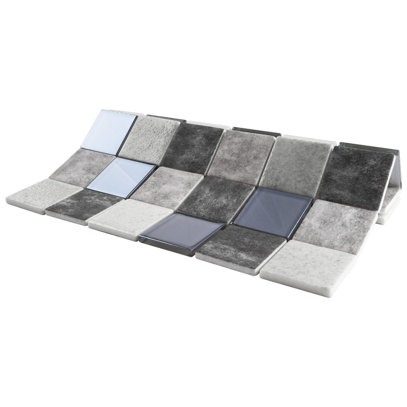 REGL-02  Boomberg - Grey And Ivory Glass And Recycle Glass Mosaic Tile