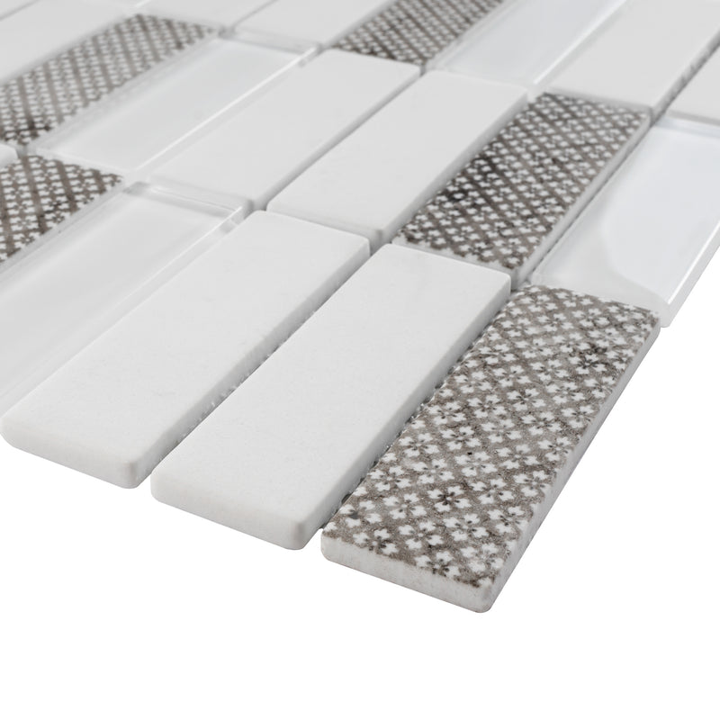 REGL-05  Egypt - White Glass And Wall Paper Recycle Glass Mosaic Tile