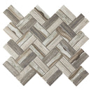 REGL-07  Recycle Glass Brown Herringbone Beige Mosaic Tile