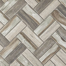 REGL-07  Recycle Glass Brown Herringbone Beige Mosaic Tile