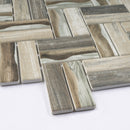 REGL-07  Recycle Glass Brown Herringbone Beige Mosaic Tile