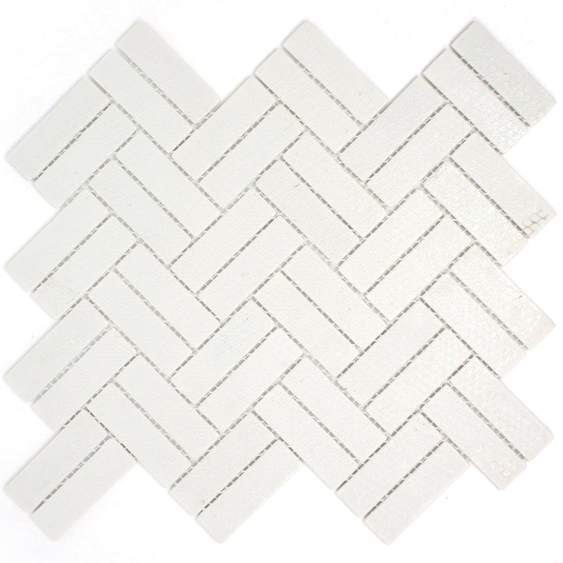 REGL-08  Recycle Glass Grey Herringbone Mosaic Tile