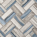 REGL-09  Recycle Glass Blue Herringbone Mosaic Tile