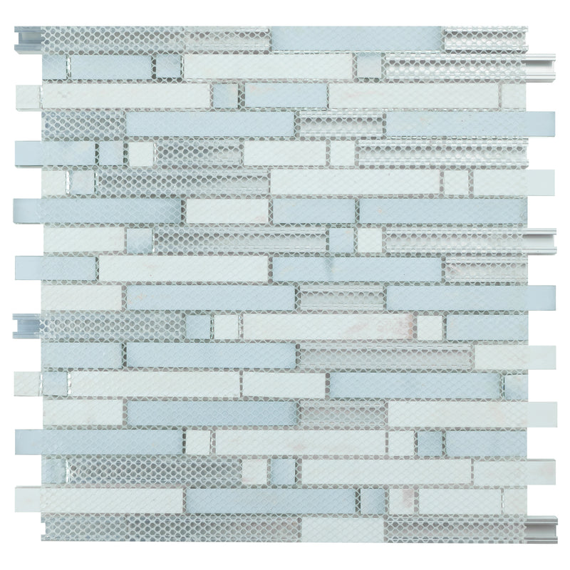 SBK-01  Sliver Brick Series - Blue Thread Mosaic Tile