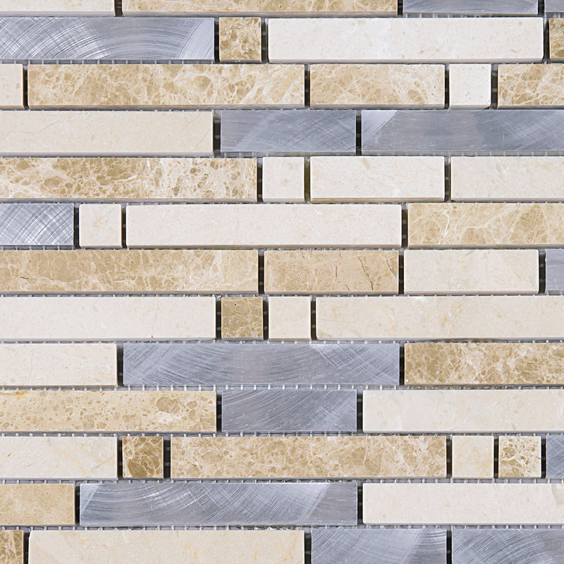 SBK-02  Sliver Brick Series - Gold Thread Mosaic Tile