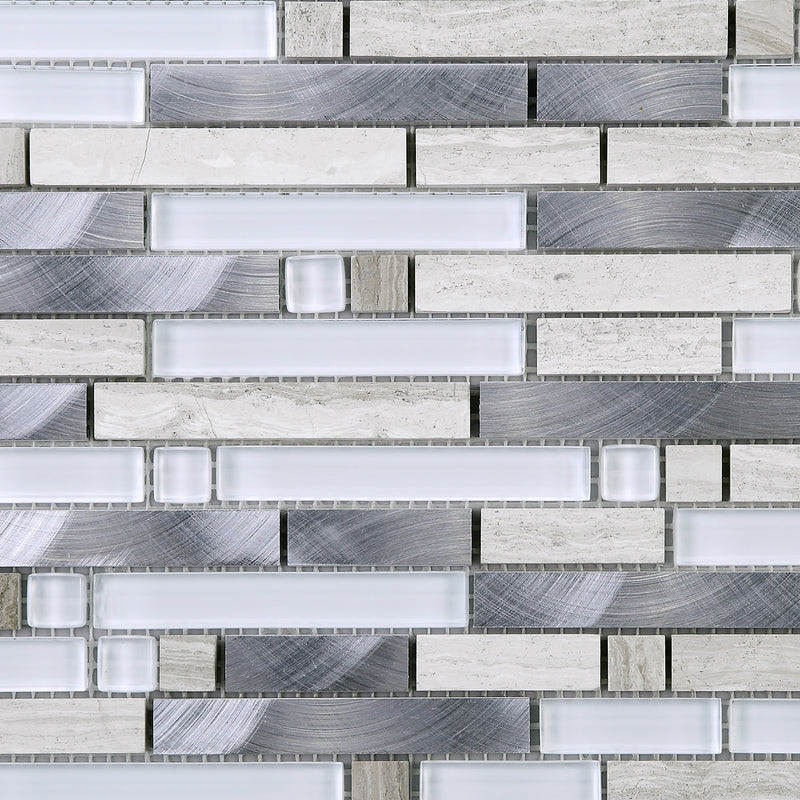 SBK-03  Sliver Brick Series - Grey Thread Mosaic Tile