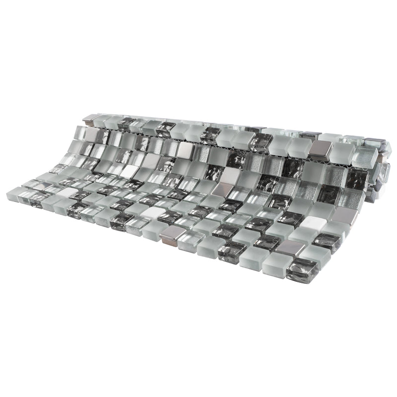 SDF-04  Small Dots - Mini Grey Mosaic Tile