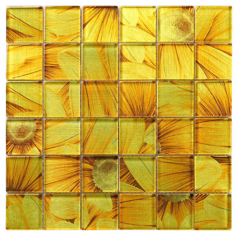 SL-04  Season Series - Sun Flower  - Yellow Wallpaper Glass Mosaic Tile