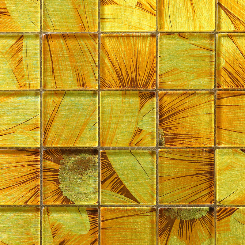 SL-04  Season Series - Sun Flower  - Yellow Wallpaper Glass Mosaic Tile