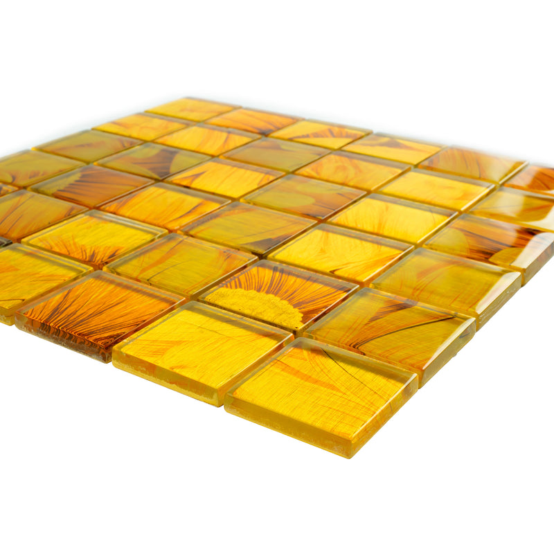SL-04  Season Series - Sun Flower  - Yellow Wallpaper Glass Mosaic Tile