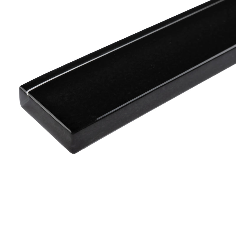 CLIN-04  Black Glass Pencil Liner Wall Trim Molding 1"X12"/ 1/2"X12"