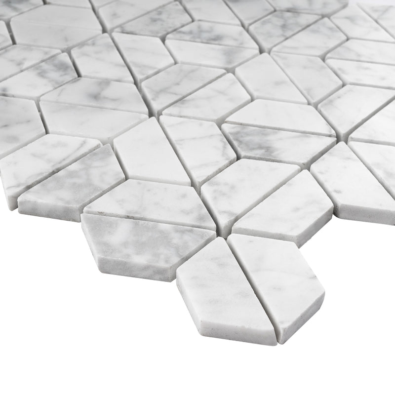 THUN-01  Thunder Series - Carrara Fan Mosaic Tile