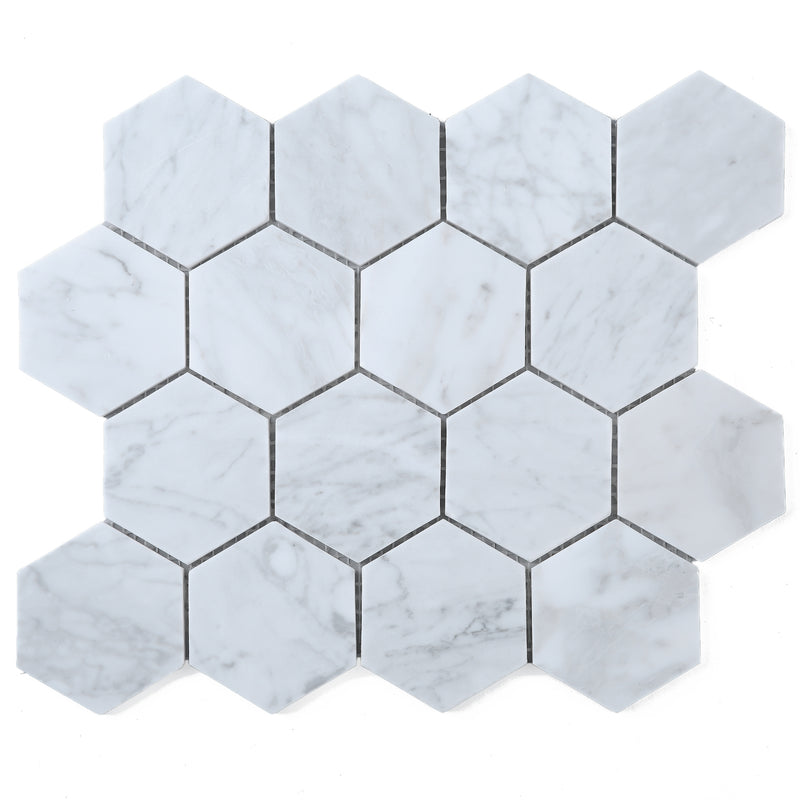 WHCA-02  White Carrara Series - Hexagon Carrara Mosaic Tile