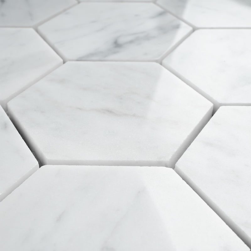 WHCA-02  White Carrara Series - Hexagon Carrara Mosaic Tile