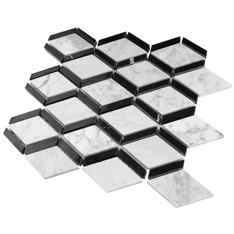 WHCA-06  White Carrara Series - Flow Mosaic Tile