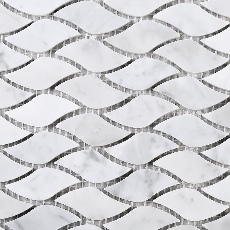 WHCA-08  White Carrara Series- Waterfall Mosaic Tile