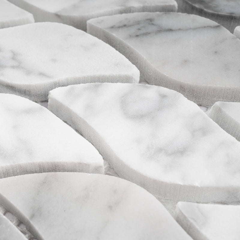 WHCA-08  White Carrara Series- Waterfall Mosaic Tile