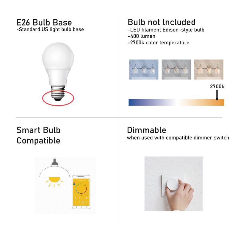 WL0003  3-Light Dimmable LED Vanity Light