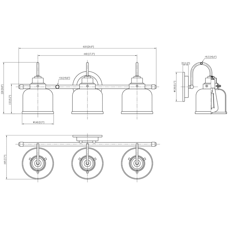 WL0003  3-Light Dimmable LED Vanity Light