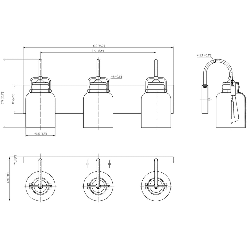 WL0004  3-Light Dimmable LED Vanity Light