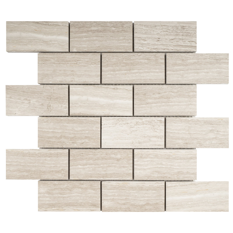 WOBE-01  Wooden Beige Series- Wooden Brick 2X4 Mosaic Tile
