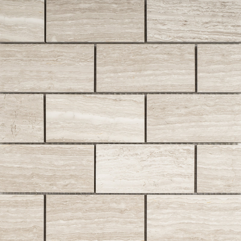 WOBE-01  Wooden Beige Series- Wooden Brick 2X4 Mosaic Tile