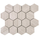 WOBE-02  Wooden Beige Series- Wooden Hexagon Mosaic Tile