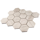 WOBE-02  Wooden Beige Series- Wooden Hexagon Mosaic Tile